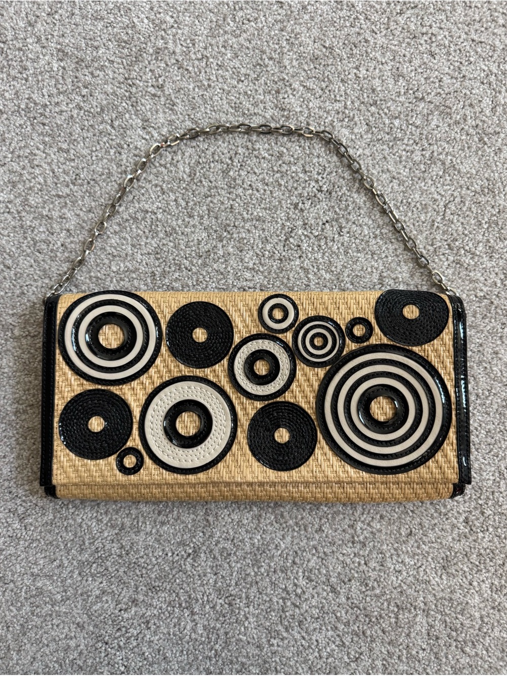 Cole Haan Straw & Patent Clutch Purse
